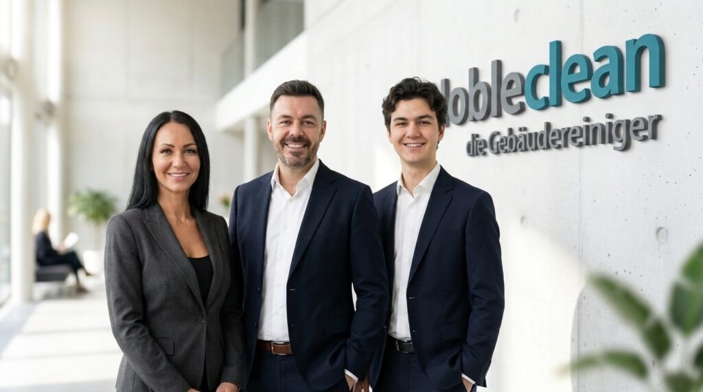 Reinigungsfirma Wien | Nobleclean Meisterbetrieb für Gebäudereinigung 2 Das Nobleclean Team in der Firmenlobby