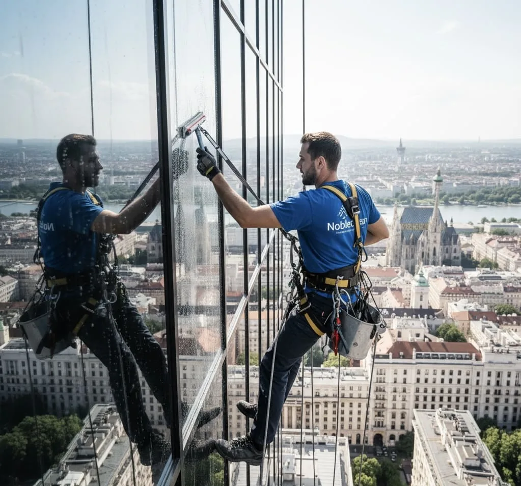 Fensterreinigung mit Seilzugang Wien