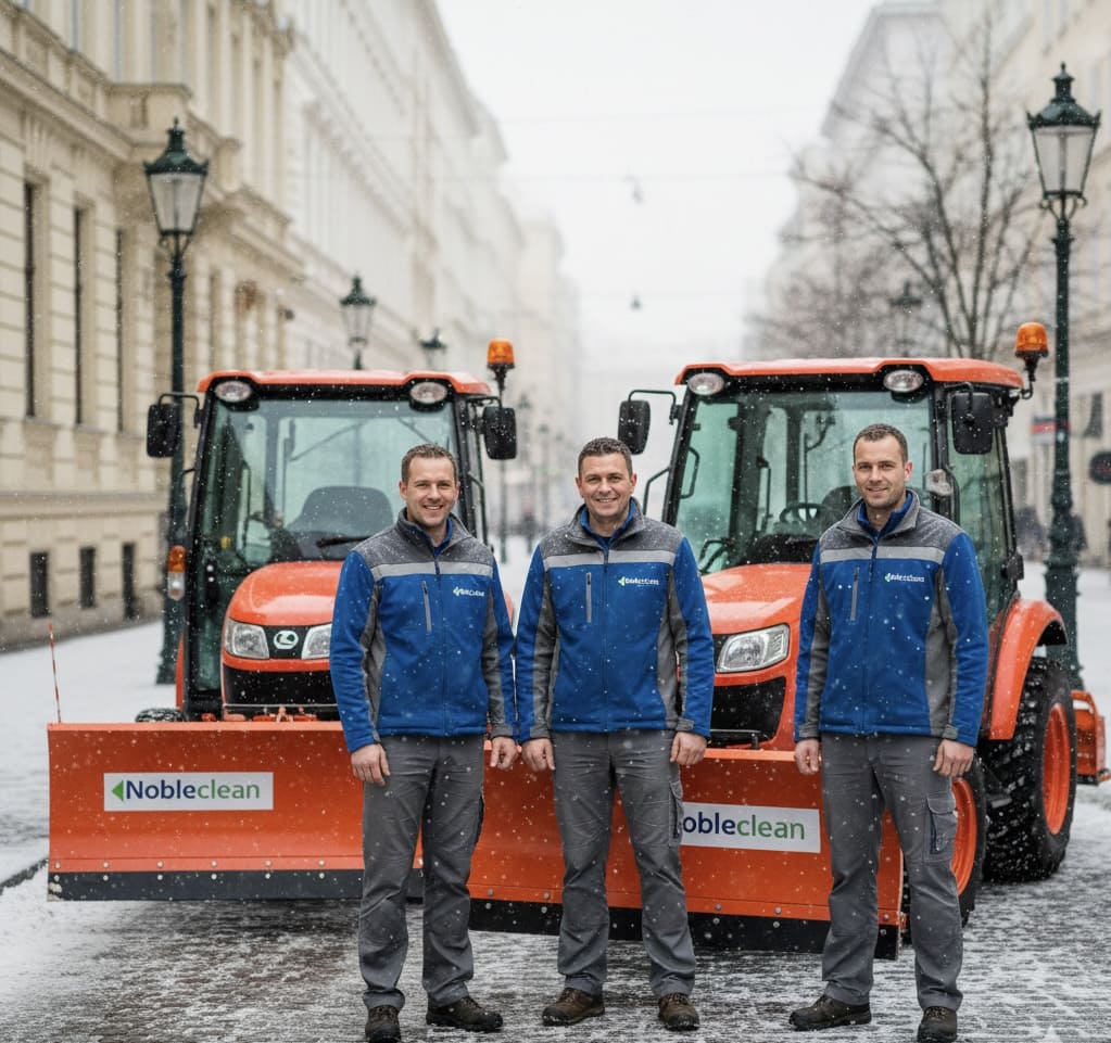 Winterdienst auf einem Wiener Gehsteig