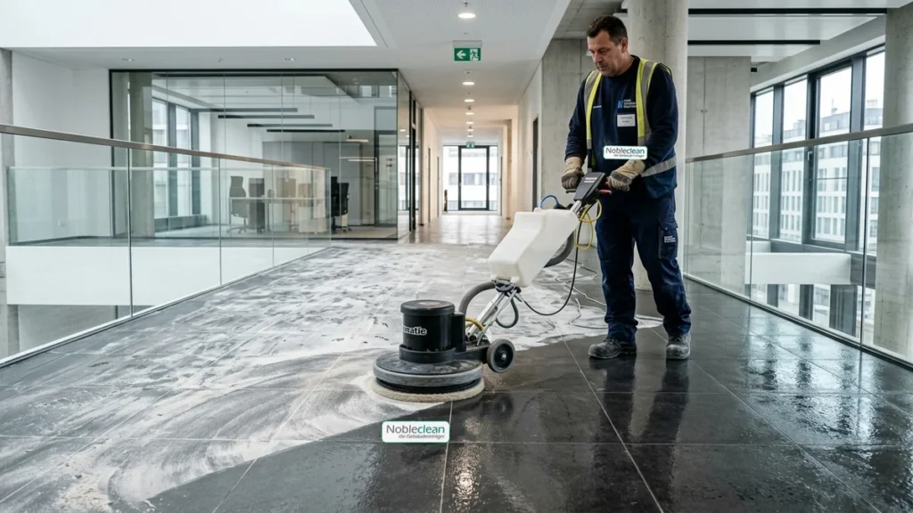 Gewerbliche Bauschlussreinigung und Zementschleier-Entfernung nach ÖNORM B 2110 in Wien durch Nobleclean Meisterbetrieb